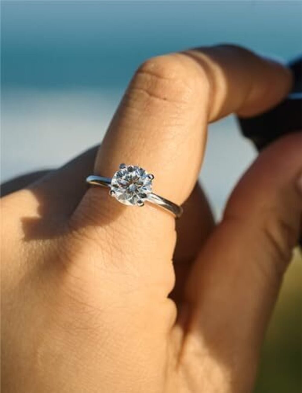 8565 Moissanite Solitaire Engagement Ring , Engagement Rings Moissanite - Picture 3 of 6